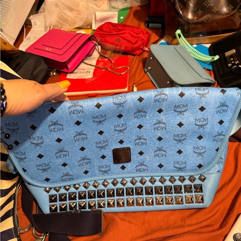 MCM Blue Studded Women's Bag